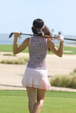 Women Golf Polo Shirt - Pink Leopard Print Sleeveless | CUTU