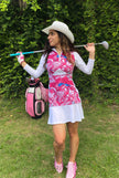 Woman Golf Dress - Pink and White cashmere pattern | CUTU