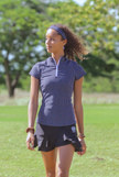 Women Golf Polo Shirt - Black dotted | CUTU