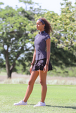 Women Golf Polo Shirt - Black dotted sport wear tennis