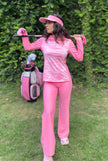 Women Golf Polo shirt - Pink camouflage print long Sleeve | CUTU