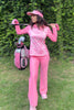 Women Golf Polo shirt - Pink camouflage print long Sleeve | CUTU