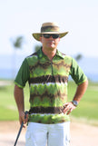 Man Golf polo - Green and brown print short sleeve |  CUTU golf wear sport golf wear comfortable transpirant lycra golf polo