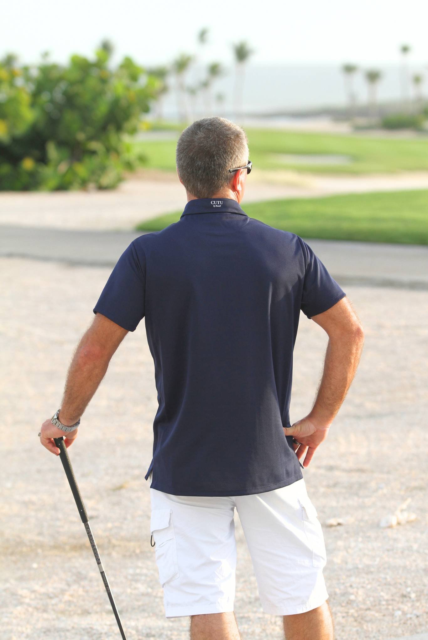 Man Golf polo - Navy blue short sleeve | CUTU sport golf wear comfortable transpirant lycra golf polo