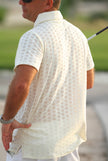 comfortable Man Golf polo White eyelet fabric short sleeve from Cutu golf wear.  sport golf wear comfortable transpirant lycra golf polo