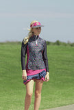 Women golf Polo shirt - Black and pink dotted | CUTU