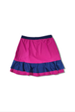 Woman Golf and tennis skirt - Fucsia and blue double flounce | CUTU confort tennis sportive skirt