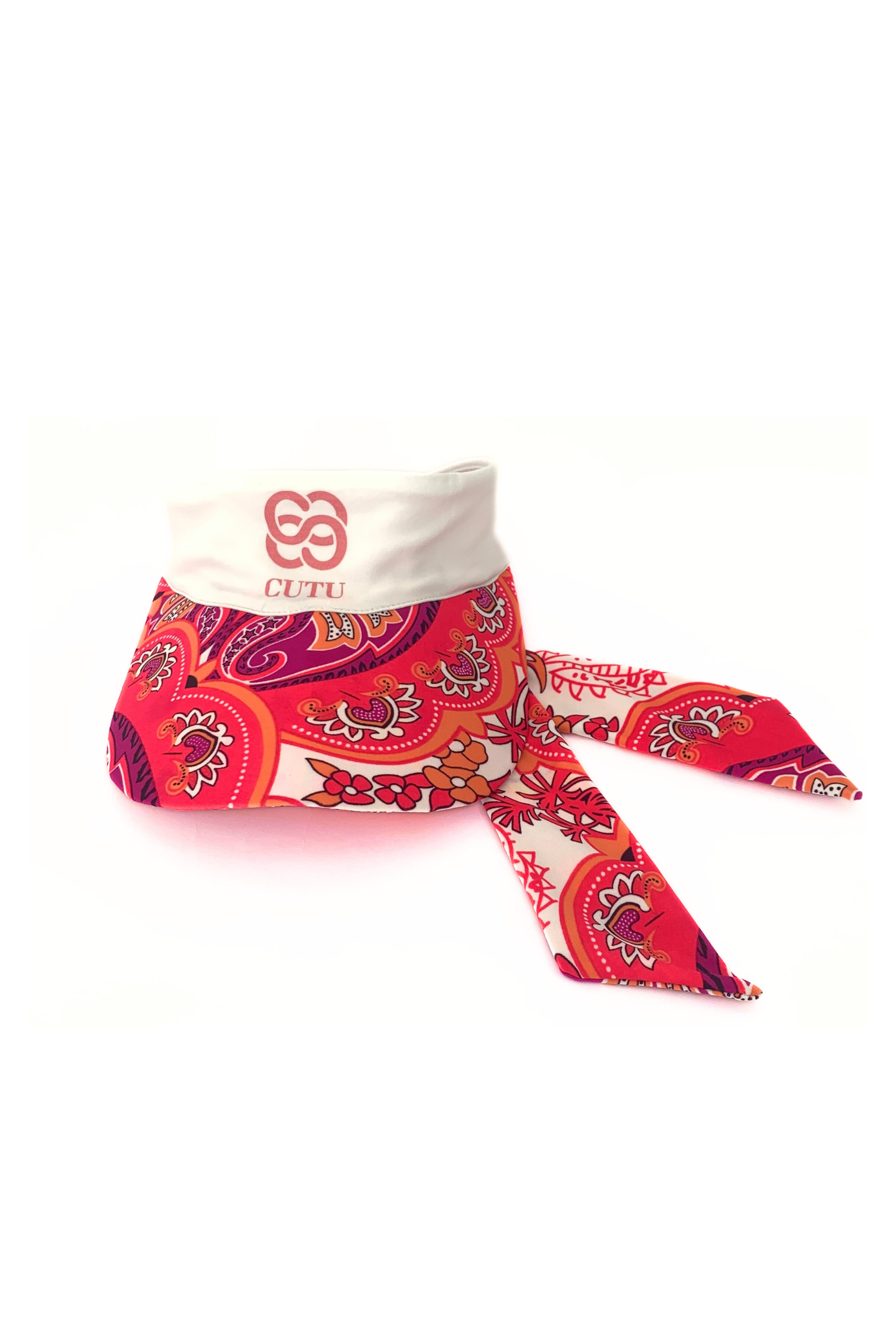 Woman Golf visor - Fuchsia and white cashmere print | CUTU sport golf wear comfortable transpirant lycra golf visor