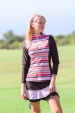 Women Golf Polo Shirt - Black and Orange long sleeve | CUTU comfortable sport wear tennis