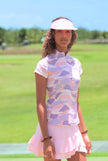 Women Golf Polo Shirt - Floral Purple and Pink | CUTU comfort sportive slycra polo