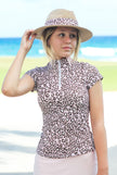 Women Golf Polo Shirt - Pink Leopard Print | CUTU