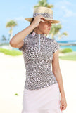 Women Golf Polo Shirt - Pink Leopard Print | CUTU