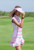 Women Golf Polo Shirt - Pink and blue striped | CUTU comfort sport wear