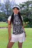 WomenGolfPoloShirtBlackCashmereShortSleeve_CUTU