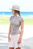 Women Golf Polo Shirt - Pink Leopard Print | CUTU