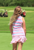 Women Golf Polo Shirt - Pink and blue striped | CUTU comfort sport wear tennis