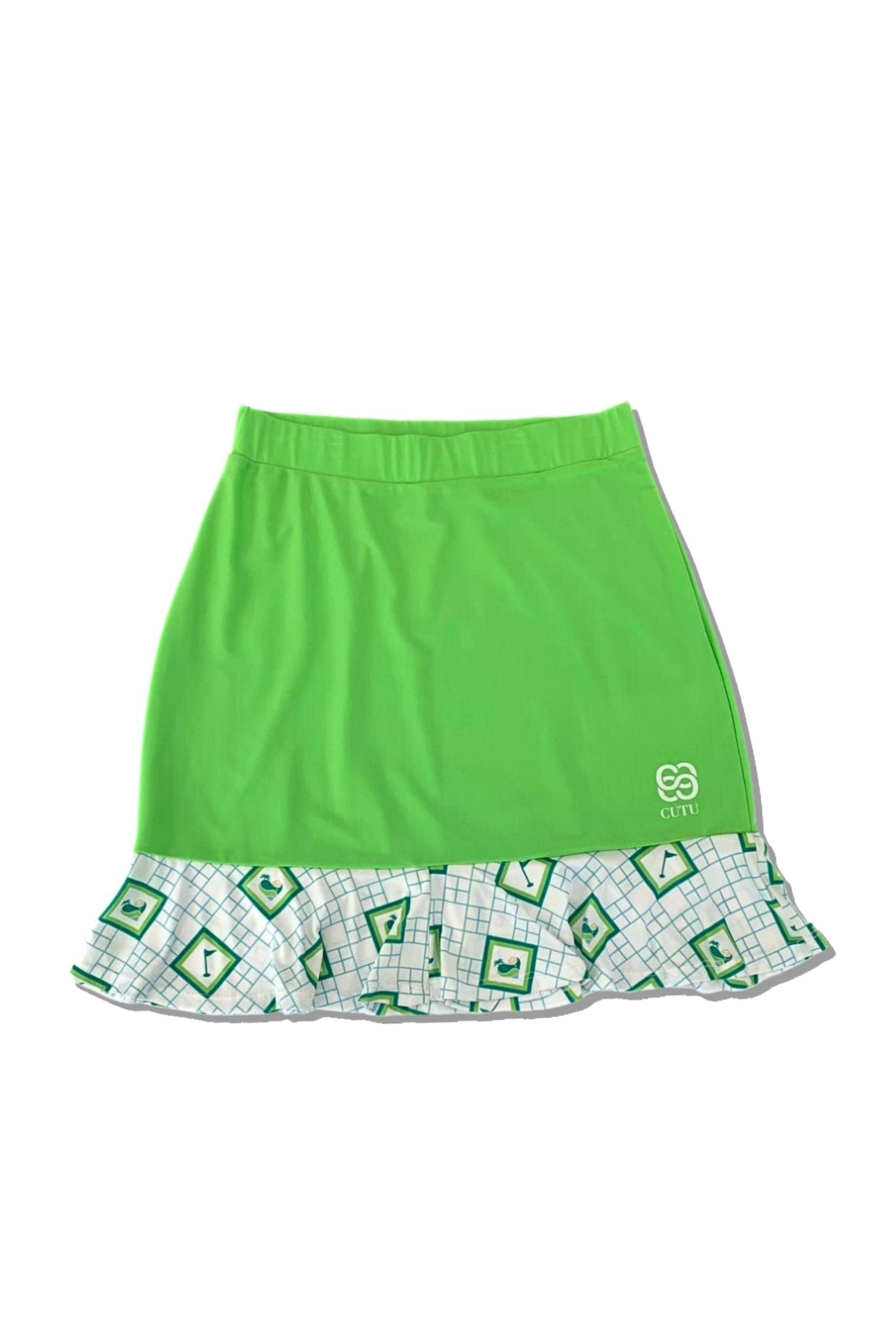 Women Golf and tennis Skirt - Green Skirt Double Flounce | CUTU