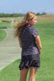 Women golf Polo shirt - Black and pink dotted | CUTU