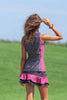 Women golf Polo shirt - Black and pink dotted | CUTU